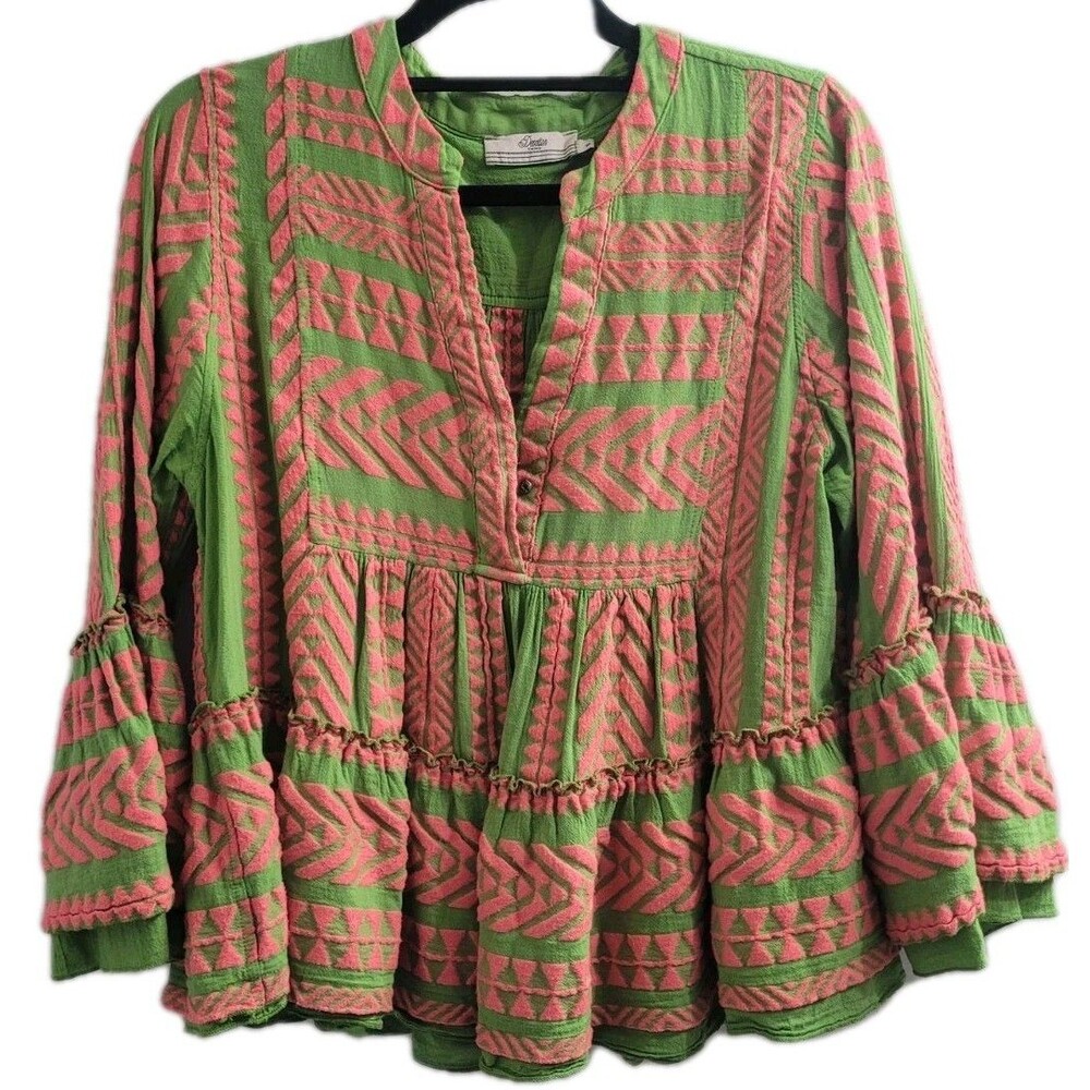 Devotion Twins Greece Embroidered Boho Peplum Blouse S Anthropologie Sold Brand